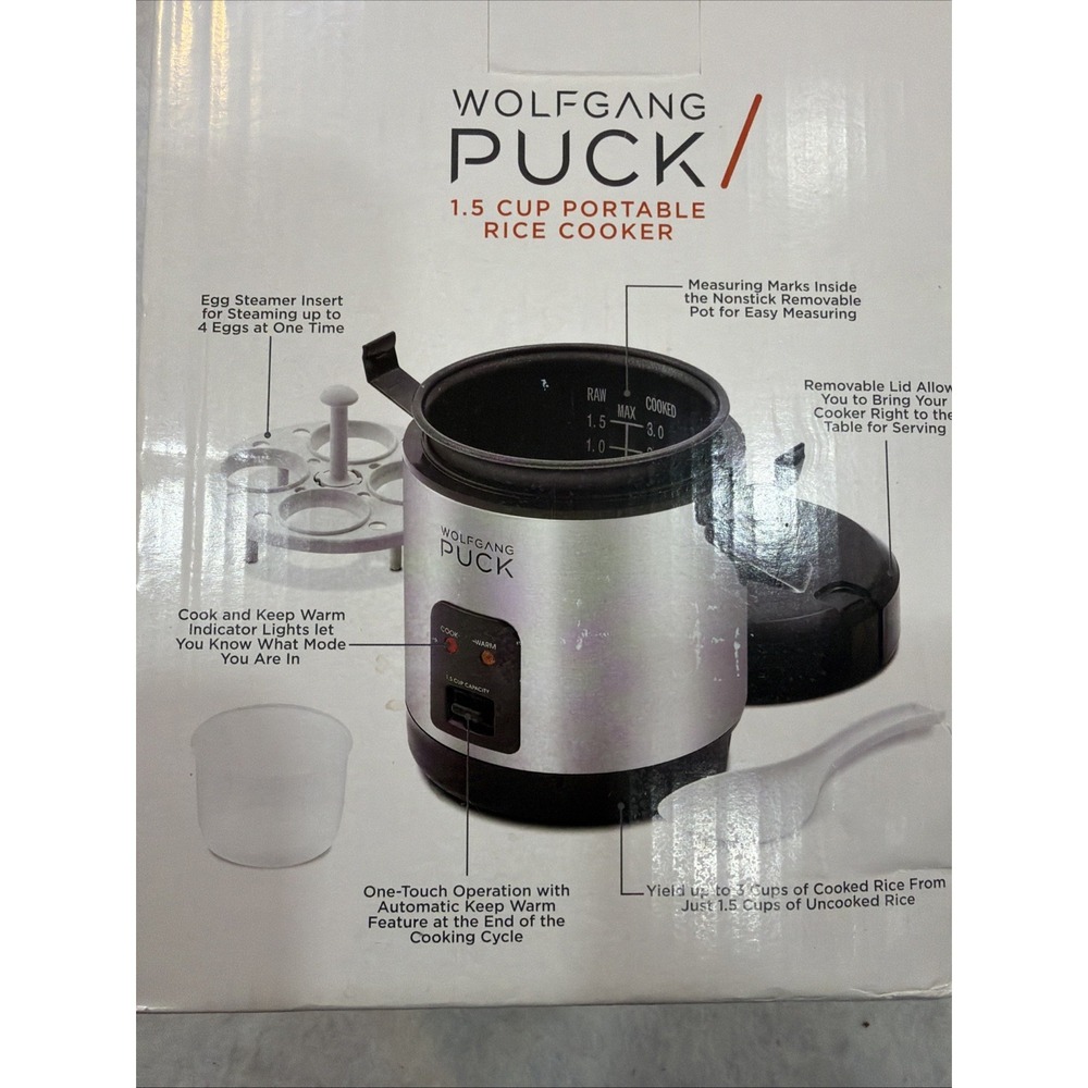 Wolfgang Puck Rice Cooker Mini Portable Travel 1.5 Cup Model SWPMRCS070IT  **NEW - Picture 4 of 8